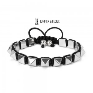 Silver Hematite Pyramid Beaded Shamballa Bracelet