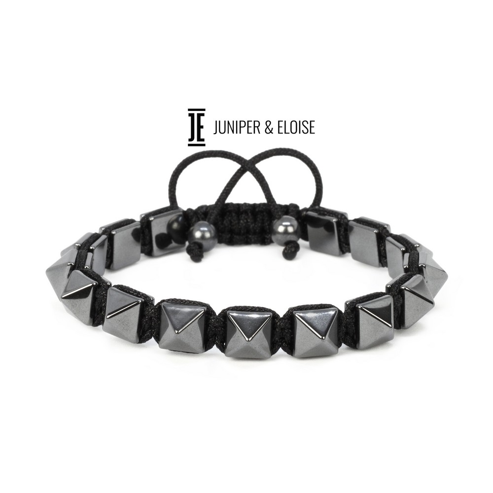 Gray Hematite Pyramid Beaded Shamballa Bracelet