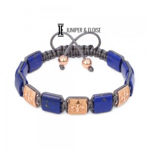 Lapis Lazuli Square Beaded Mens Bracelet
