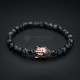 Obsidian Beaded Rose Gold Buddha Bracelet
