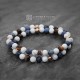 Men's Double Layered Bracelet with Howlite Sodalite Tiger Eye Beads