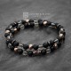Men's Double Layered Bracelet with Quartz Onyx Hematite Beads