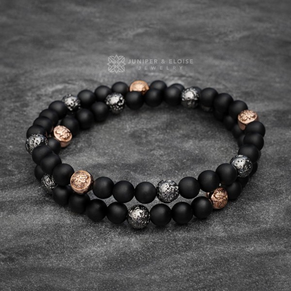 Men's Sterling Silver Signature Mixed Onyx Beaded main image 1