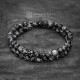Obsidian Beaded Double Layered J&E Bracelet For Men
